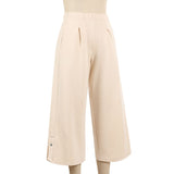 Wide leg pants with hot diamonds on the left ankle opening