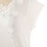 Lace collar, hot diamond T-shirt